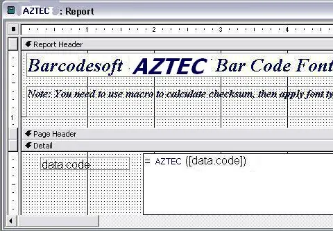 aztec-code barcode excel macro