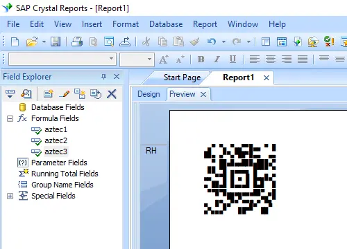 aztec-code barcode crystal reports