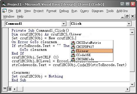 Barcode Visual Basic add reference
