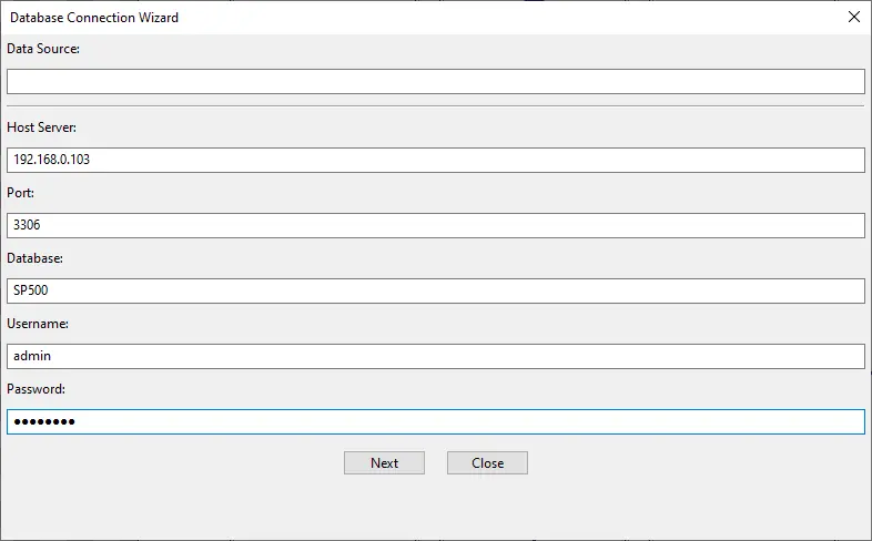 BarTag Express data source DSN-less string