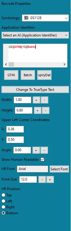 BarTag Express change text to barcode
