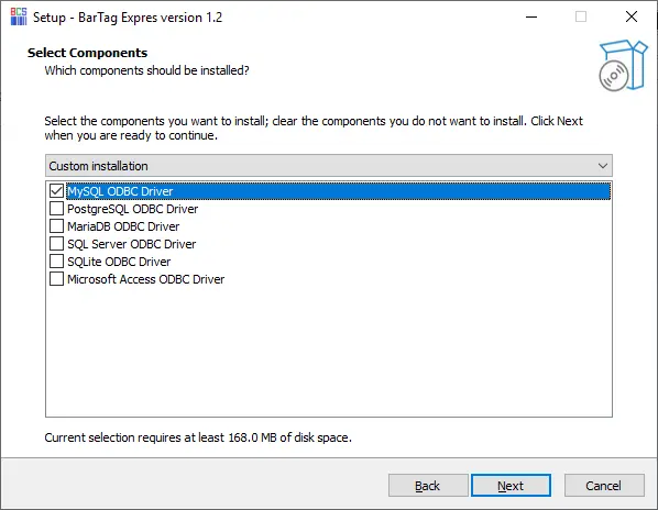 BarTag Express install MySQL ODBC driver