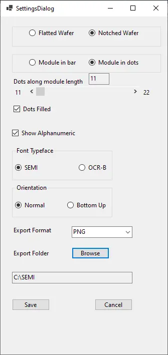 Code-barres BC412 settings
