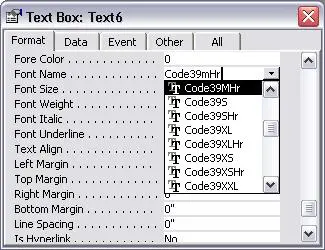 Access properties control font text box typography layout settings window step view