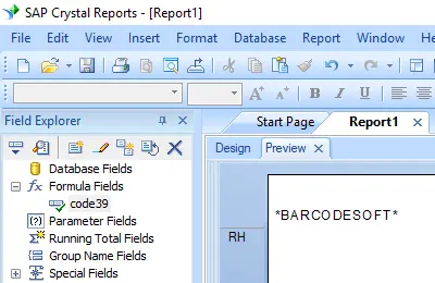 code39 barcode crystal reports UFL