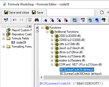 code39 barcode crystal reports UFL
