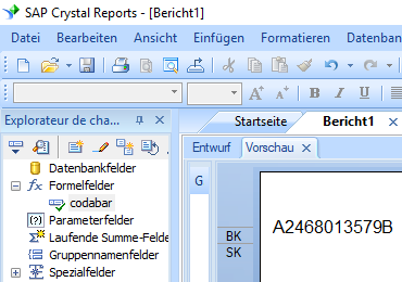 codabar barcode crystal reports formelfelder