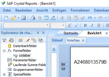 codabar barcode crystal reports formelfelder