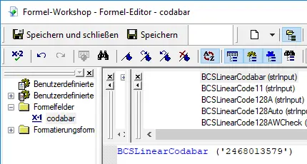 codabar barcode crystal reports UFL