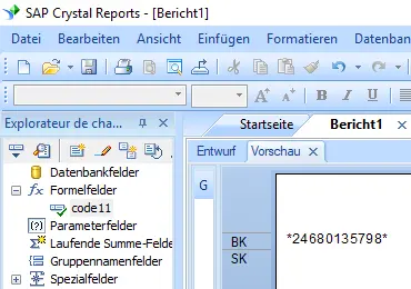 code11 barcode crystal reports formelfelder