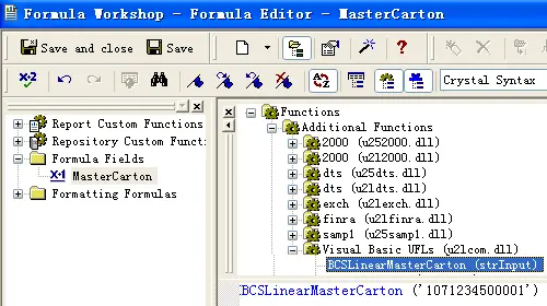 master-carton-code barcode crystal reports UFL