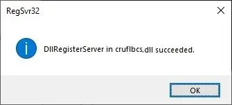 register cruflbcs.dll command succeeded register cruflbcs.dll succeeded