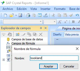 Bookland código de barras crear fórmula crystal reports