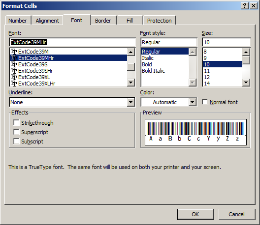 Denso Objetor Ewell Generar Code39 Extendido código de barras en Excel, Access y Crystal Report