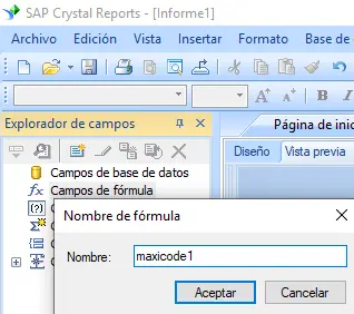 MaxiCode crear fórmula crystal reports