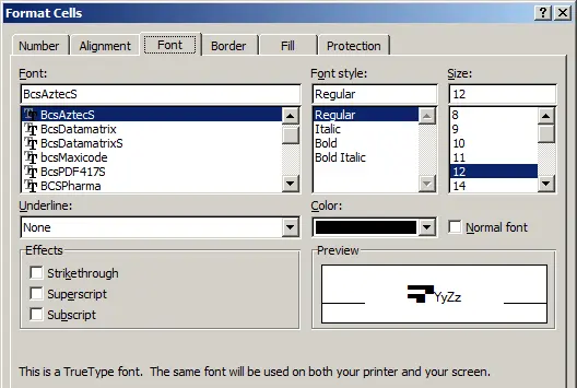 Font configuration panel view mapping rules