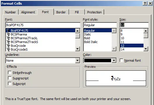 Font configuration panel view mapping rules