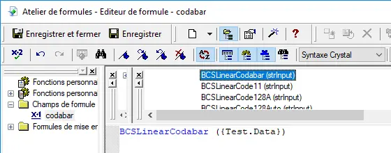code à barres codabar crystal reports UFL