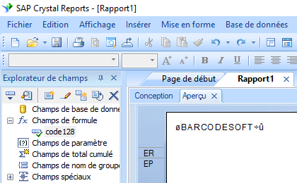 code128 barcode crystal reports UFL