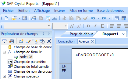 Générer Code à Barres Code128 Dans Crystal Reports