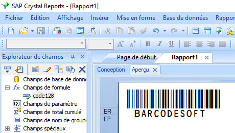 Générer Code à Barres Code128 Dans Crystal Reports