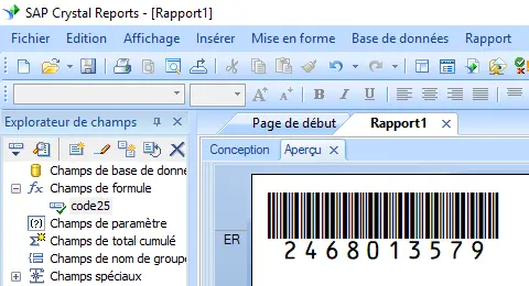code25 barcode crystal reports
