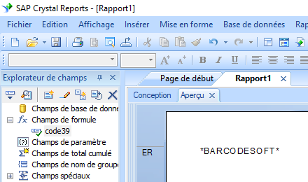 Générer Code à Barres Code 39 Dans Crystal Reports