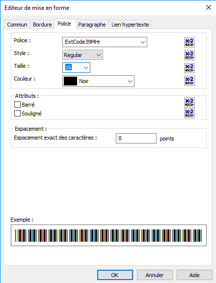 code39 code à barre font crystal reports