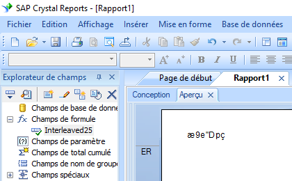 deux parmi cinq entrelacé code barres crystal reports UFL