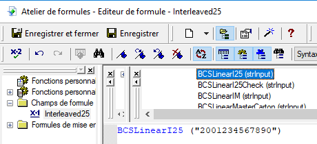 deux parmi cinq entrelacé code barres crystal reports UFL
