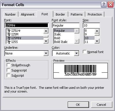 police code-à-barres deux parmi cinq entrelacé excel