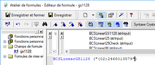 gs1128 code barres crystal reports UFL