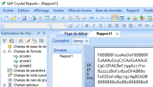 Swiss QRCode crystal reports champ formule