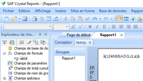 upca code barres crystal reports UFL