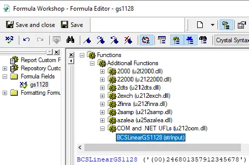 Crystal reports UFL selection