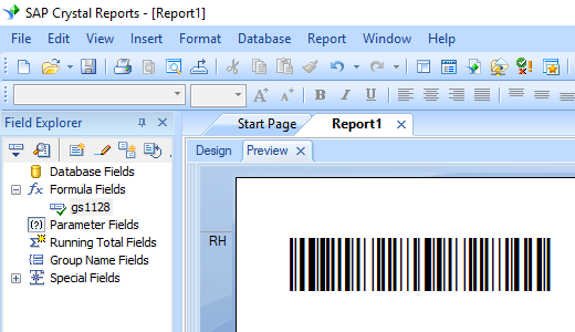 GS1128 barcode crystal reports