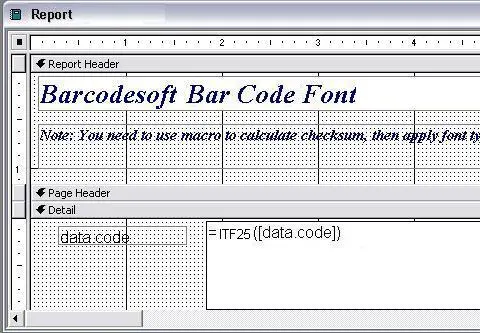 interleaved-2-of-5 barcode MS Access macro