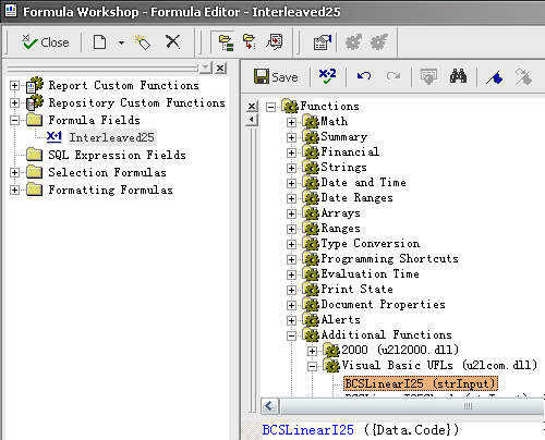 Interleaved 2of5 crystal reports formula