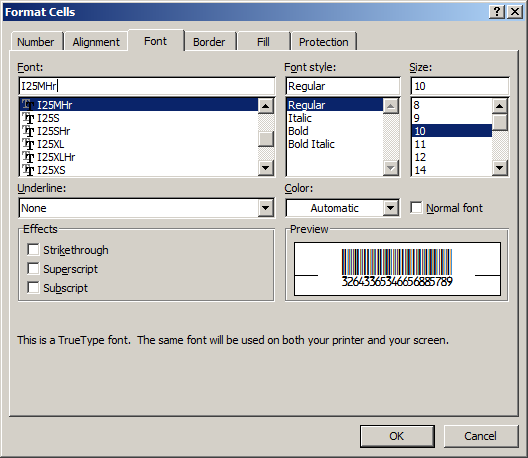 Interleaved 2of5 import vba