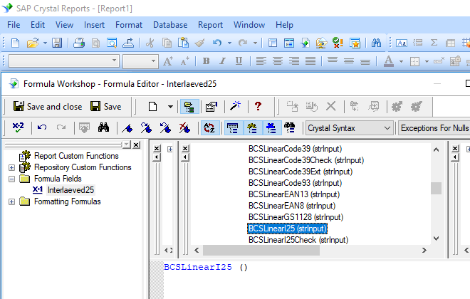 Interleaved 2of5 crystal reports UFL