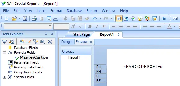 Master Carton Code crystal reports 式 式フィールド