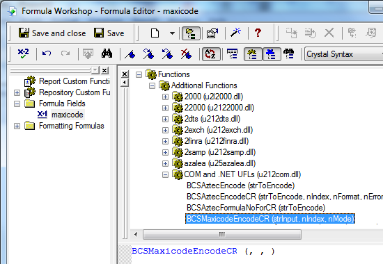 maxicode barcode crystal reports UFL
