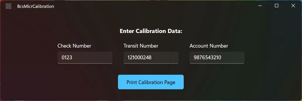 MICR calibration utility