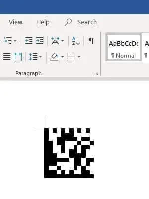 Data Matrix barcode in office 365 Word Data Matrix barcode in office 365 Word