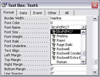 pdf417 barcode access font typeface