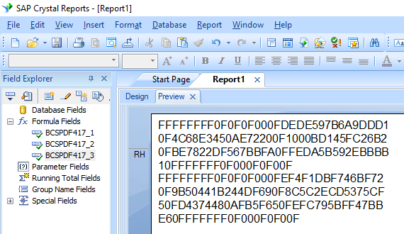 PDF417 barcode crystal reports formula field