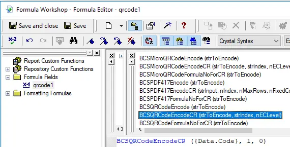 qrcode crystal reports UFL