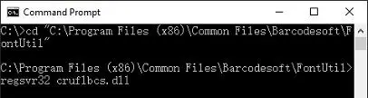 register cruflbcs.dll commands for data matrix