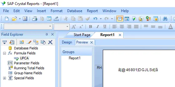 Upc-a barcode crystal reports UFL