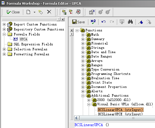 upca crystal reports UFL
